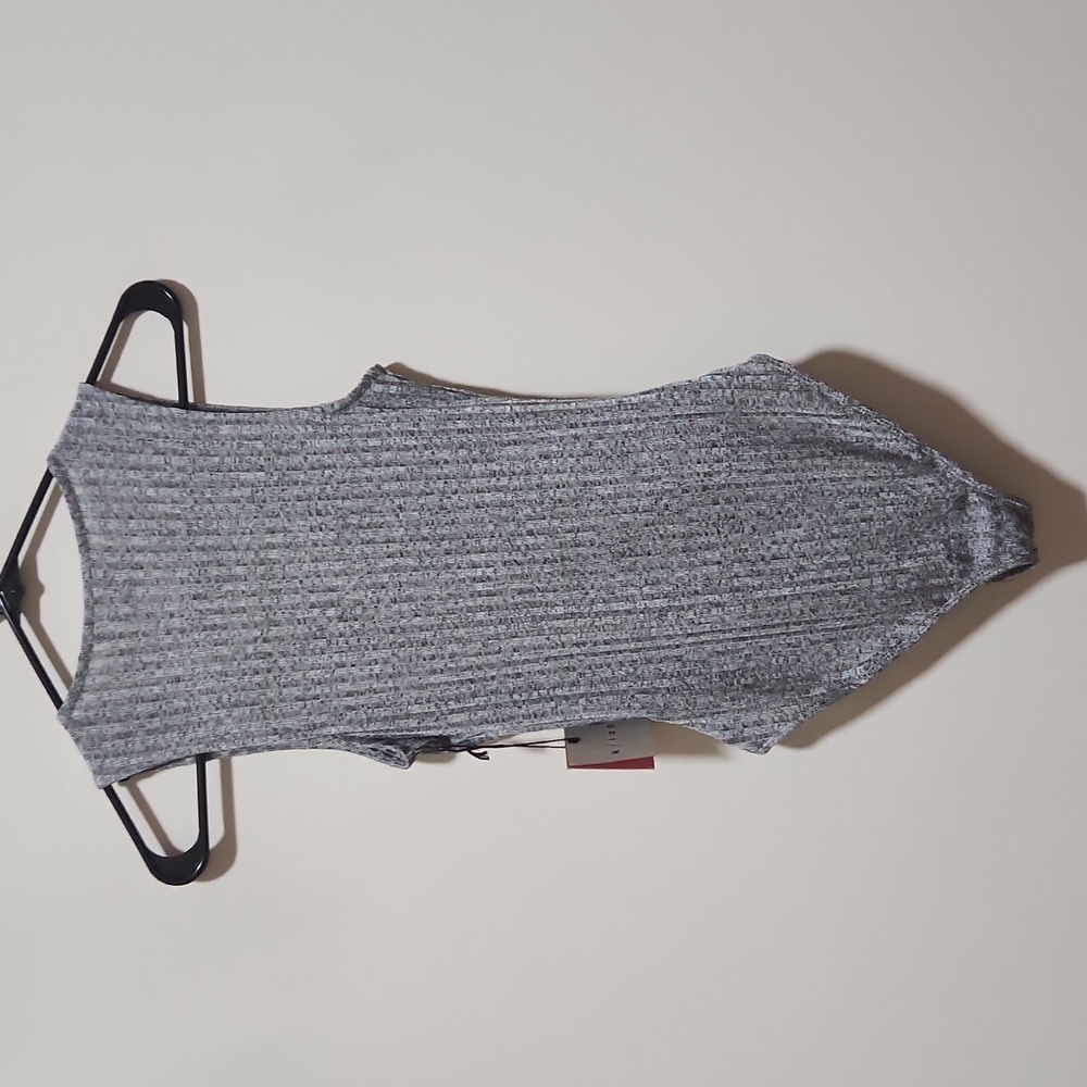 K/Lab Ribbed Cross Front Bodysuit – Heather Gray, Size XS, NWT - Picture 3 of 3